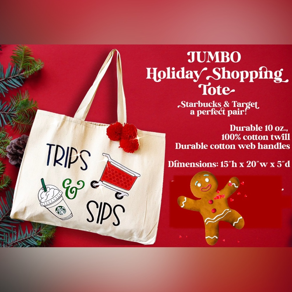 Jumbo Canvas Shopping Tote! Perfect for  days at Starbucks & Target shopping!